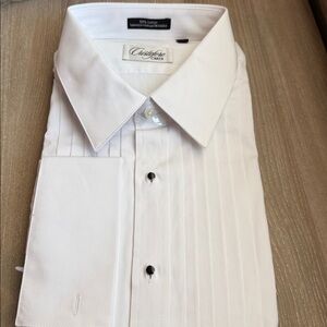 NWT Cristoforo Cardi Traditional Fit White Dress Shirt, 18.5 36/37